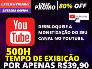 1000H De Tempo De Visualização Youtube Por R$79,90 - Redes Sociais