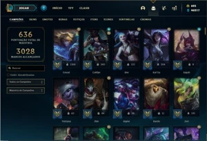 Conta ouro 2 com TODOS os champs e 248 Skins ( Nivel 681 ) - League of Legends LOL