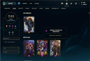 Conta ouro 2 com TODOS os champs e 248 Skins ( Nivel 681 ) - League of Legends LOL