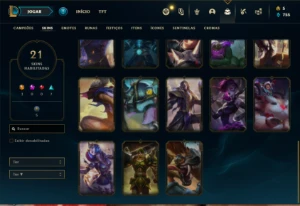Conta ouro 3 com 55 Champs e 21 Skins - League of Legends LOL