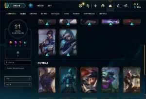 Conta ouro 3 com 55 Champs e 21 Skins - League of Legends LOL