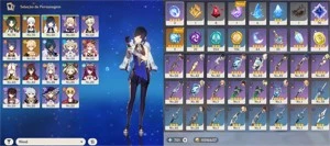 CONTA NA AR 45⭐Xiao, Ayaka, Yelan 5 + vários personagens 4⭐ - Genshin Impact
