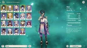 CONTA NA AR 45⭐Xiao, Ayaka, Yelan 5 + vários personagens 4⭐ - Genshin Impact