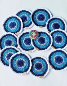 Porta Copos em Crochê Olho Grego - Artesanato e Personalizados
