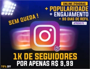 1K de Seguidores Instagram por apenas R$ 9,99 - Sem Quedas ! - Redes Sociais