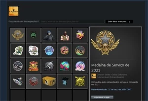 CONTA CSGO PRIME, MEDALHA DE SERVIÇO DE 2021 E MOEDA RIPTIDE - Counter Strike