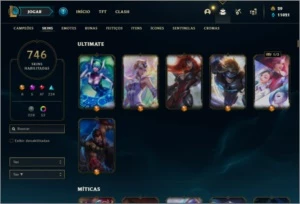 Conta ouro 4 com TODOS OS CHAMPS e 746 skins + 53 Cromas - League of Legends LOL