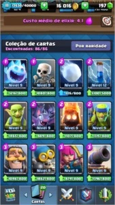 Clash royale liga 1 todas as cartas