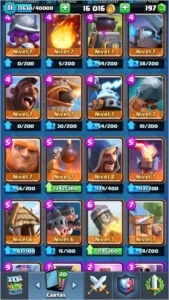 Clash royale liga 1 todas as cartas