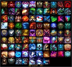 Conta75 skins,Todos os champs,88 icones e 3 paginas de runa - League of Legends LOL