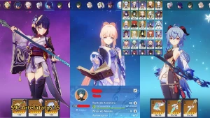 AR58 - C/ 11 Chars - 5⭐/ 3 Armas - 5⭐/ RAIDEN+GANYU+KOKOMI - Genshin Impact