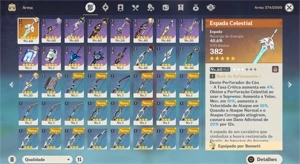 Conta AR36 Ganyu, Venti + Espada Celestial - Genshin Impact