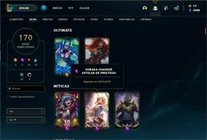 Conta ouro 2 com TODOS os champs e 170 Skins + 2 Prestigios - League of Legends LOL