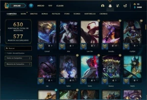 Conta ouro 2 com TODOS os champs e 170 Skins + 2 Prestigios - League of Legends LOL