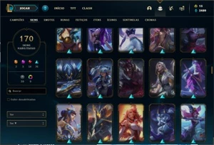 Conta ouro 2 com TODOS os champs e 170 Skins + 2 Prestigios - League of Legends LOL