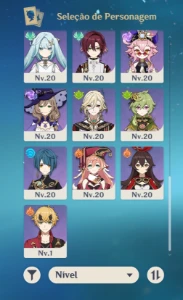 Conta genshin com Ayaka, Kazuha, Yelan, Ganyu, Mona e Keqing - Genshin Impact