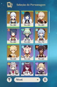 Conta genshin com Ayaka, Kazuha, Yelan, Ganyu, Mona e Keqing - Genshin Impact