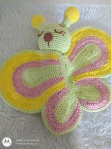 Naninha ou Manta do Apego em Crochê - Borboleta - Artesanato e Personalizados