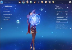 Conta Genshin AR 34 - HuTao + Celestial Spear + Mona - Genshin Impact