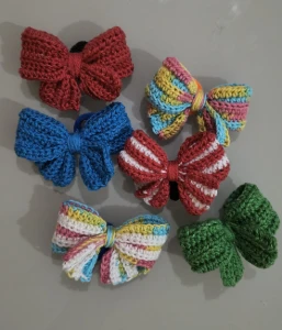 Xuxinha de crochê lacinho - Kit 3 unidades - Artesanato e Personalizados