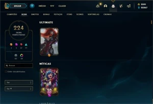 Conta prata 4 com TODOS os champs e 224 Skins + 2500 RP - League of Legends LOL