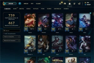 Conta prata 4 com TODOS os champs e 224 Skins + 2500 RP - League of Legends LOL