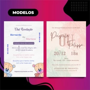 Convite para Chá Revelação Digital Envio em 24 Horas - Outros