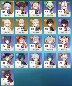 Conta Genshin Impact AR 55 Zhongli, Albedo, Jean e Qiqi (C1)