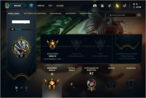 Conta ouro 4 com 4 skins e 22 champs - League of Legends LOL