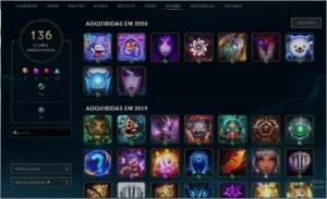 Conta com 69 skins e todos campeoes - League of Legends LOL