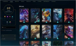 Conta com 69 skins e todos campeoes - League of Legends LOL