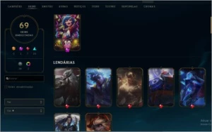 Conta com 69 skins e todos campeoes - League of Legends LOL