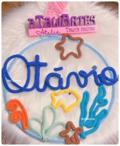 Porta Maternidade Fundo do Mar Personalizado em Tricotin - Artesanato e Personalizados