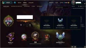 conta lol diamante 5 com borda ouro - League of Legends