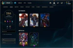 Conta com 286 skins - Season 3 - 100k essencia - League of Legends LOL