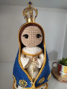 Santinha em Crochê - Nossa Senhora Aparecida - Artesanato e Personalizados