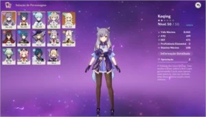 Conta Genshin Impact com Keqing, Barbara (c1), Diona (c1) e+