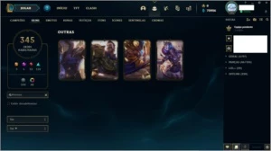 Conta com +350 skin, 4 skins prestigio e 5 Vitoriosas - League of Legends LOL