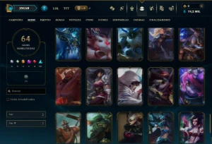 Bronze 1 com 130 Champs e 64 Skins - League of Legends LOL