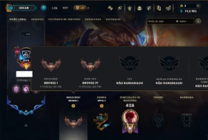 Bronze 1 com 130 Champs e 64 Skins - League of Legends LOL