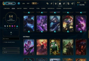 Bronze 1 com 130 Champs e 64 Skins - League of Legends LOL