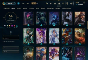 Bronze 1 com 130 Champs e 64 Skins - League of Legends LOL