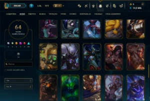 Bronze 1 com 130 Champs e 64 Skins - League of Legends LOL
