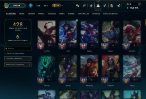 Bronze 1 com 130 Champs e 64 Skins - League of Legends LOL