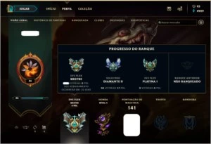 Conta Diamond 2 SOLOQ e DIAMOND 1 FLEX X5 - League of Legends LOL