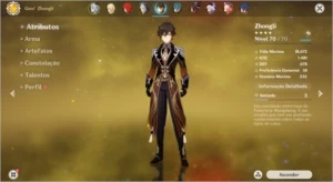 Conta AR50 Ganyu, Zhongli, Diluc, Qiqi - Genshin Impact