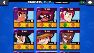 VENDO CONTA BRAWL STARS 19K900 TROFEUS 33/35 PERSONAGENS