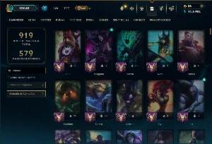 Ouro 2 com TODOS os Champs e 357 Skins ( Nivel 1019 ) - League of Legends LOL