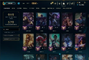 Ouro 2 com TODOS os Champs e 357 Skins ( Nivel 1019 ) - League of Legends LOL
