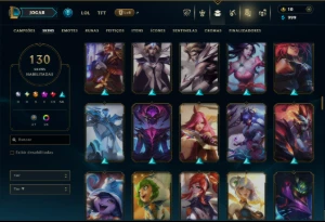 Unranked com 125 Champs e 130 Skins ( SUP / MID / JG ) - League of Legends LOL